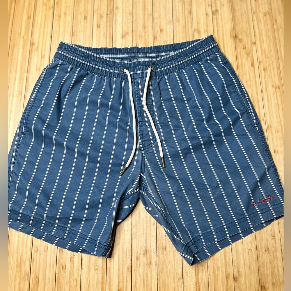 Barney Cools Navy and White Striped Shorts